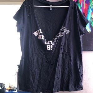 Oversized distressed navy blue v neck!